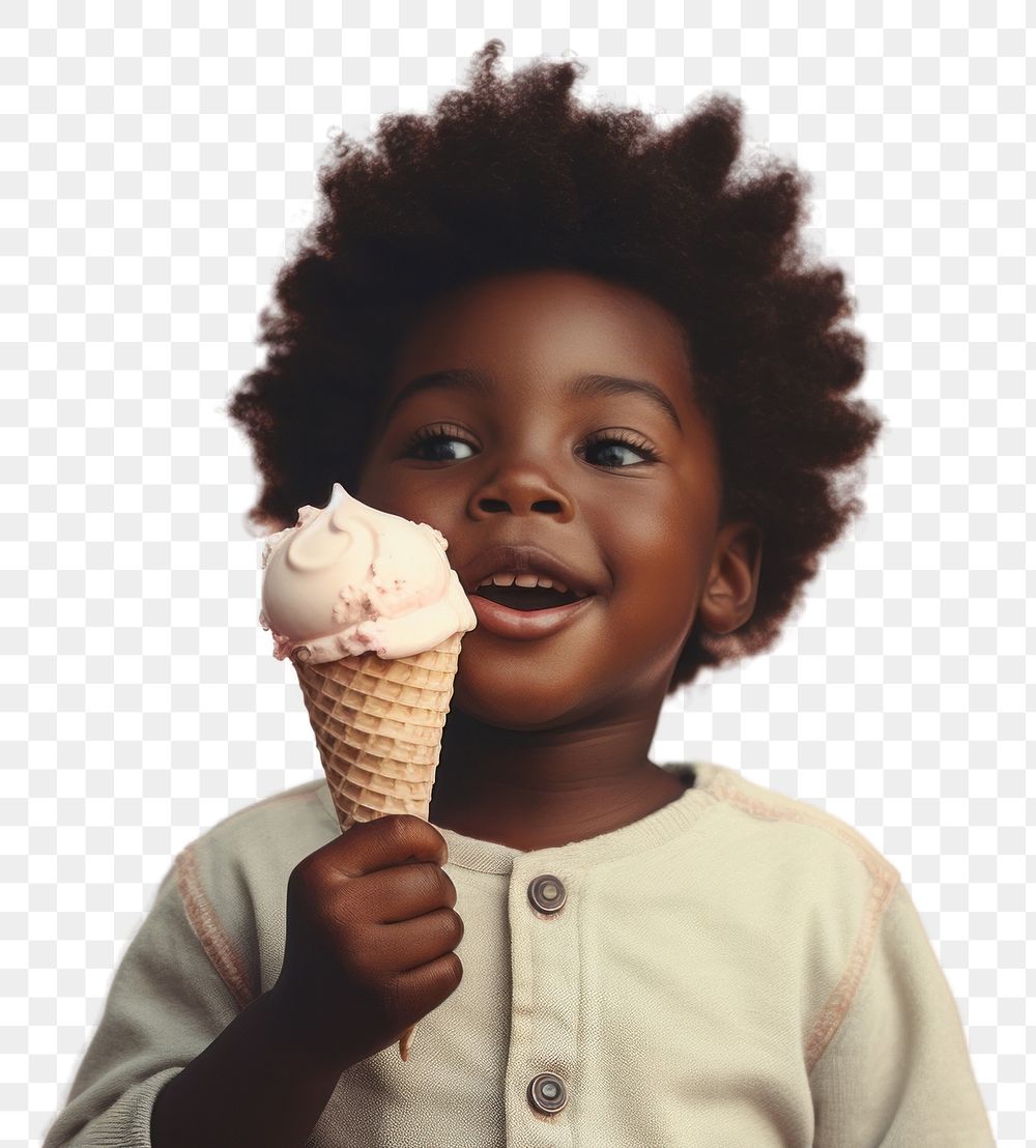 PNG  Black little boy eating food dessert child.