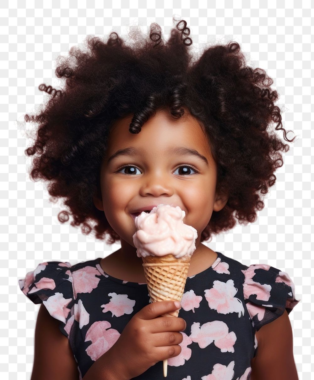PNG  Black little girl eating food dessert child.