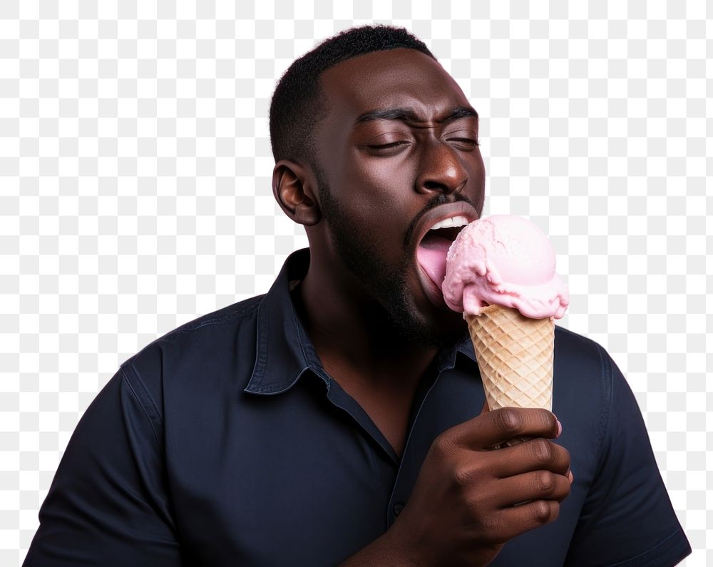 PNG  Black man eating food dessert adult.