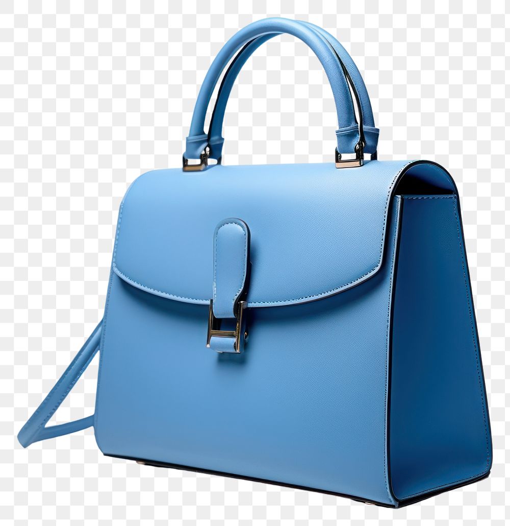 PNG  Blue leather women handbag purse white background accessories.