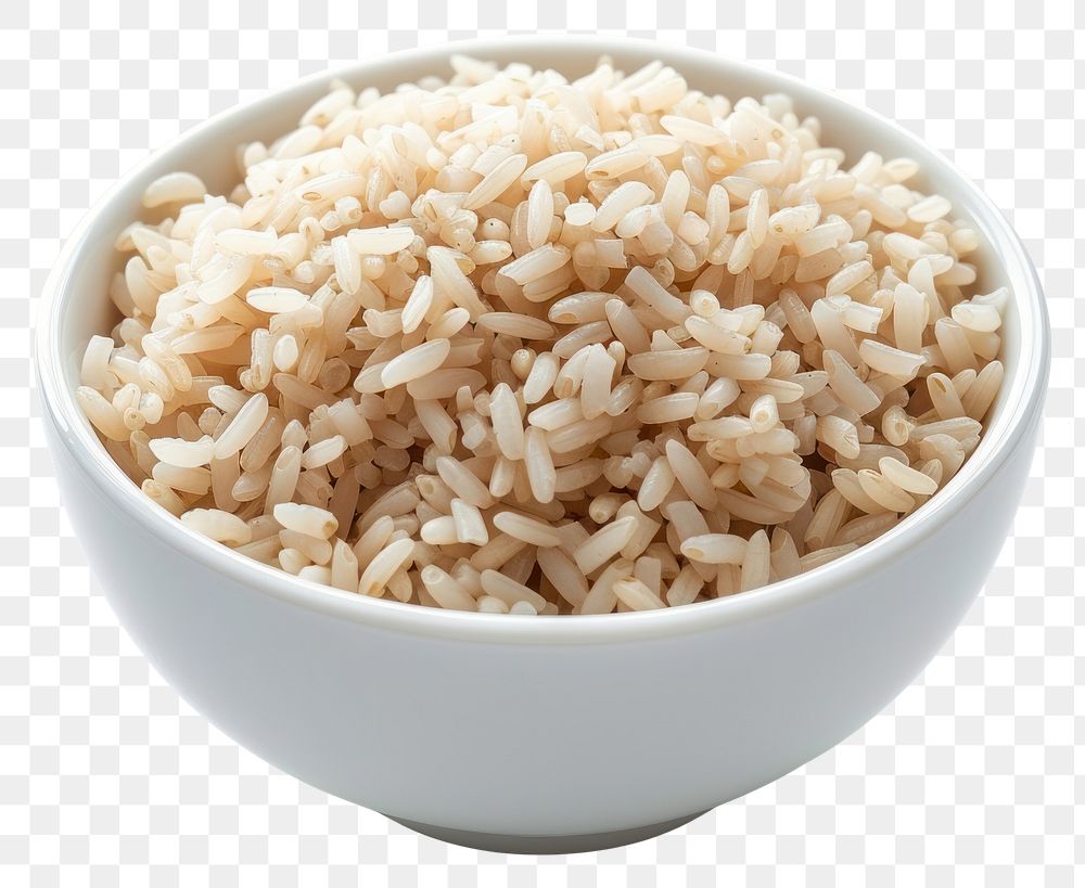 PNG Brown rice in white rice bowl food white background medication.