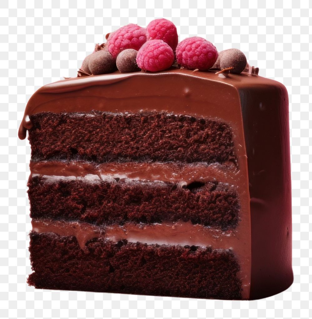PNG Chocolate cake raspberry dessert fruit. AI generated Image by rawpixel.