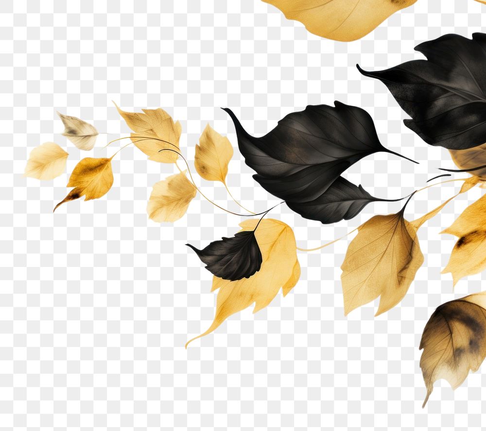 PNG Ink gold leaves backgrounds pattern plant. AI generated Image by rawpixel.