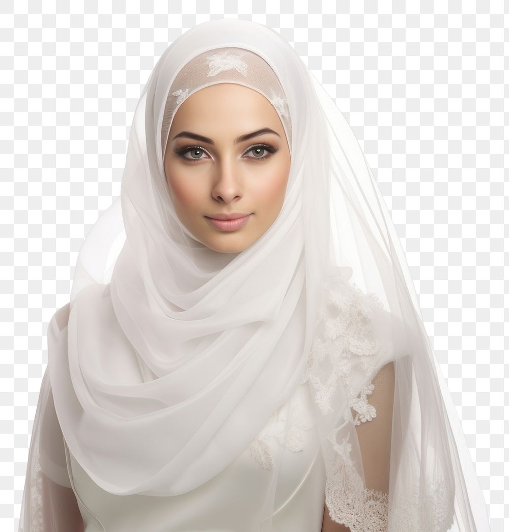 PNG Muslim bride portrait white photo.