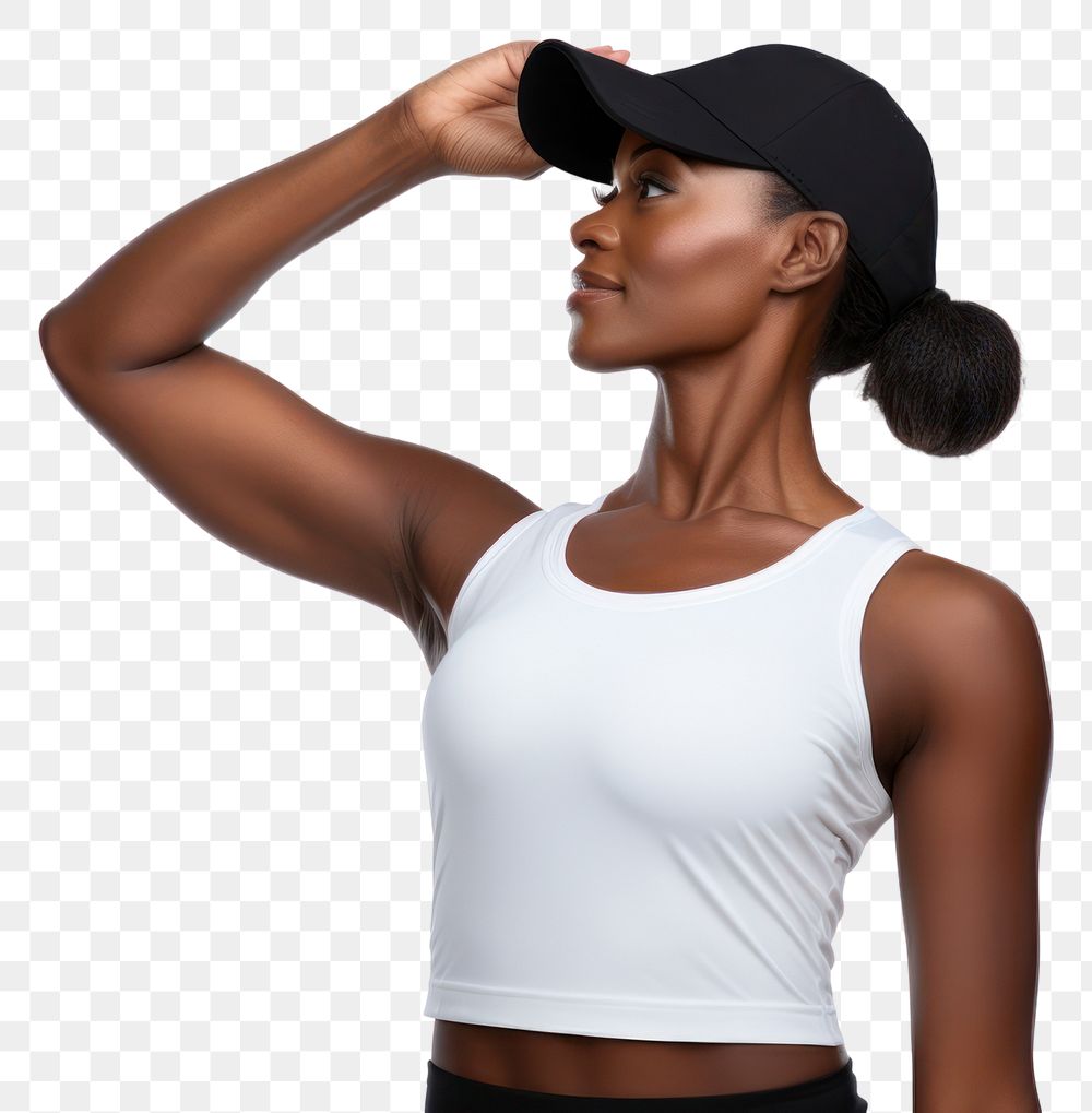 PNG African america woman stretching adult cap. AI generated Image by rawpixel.