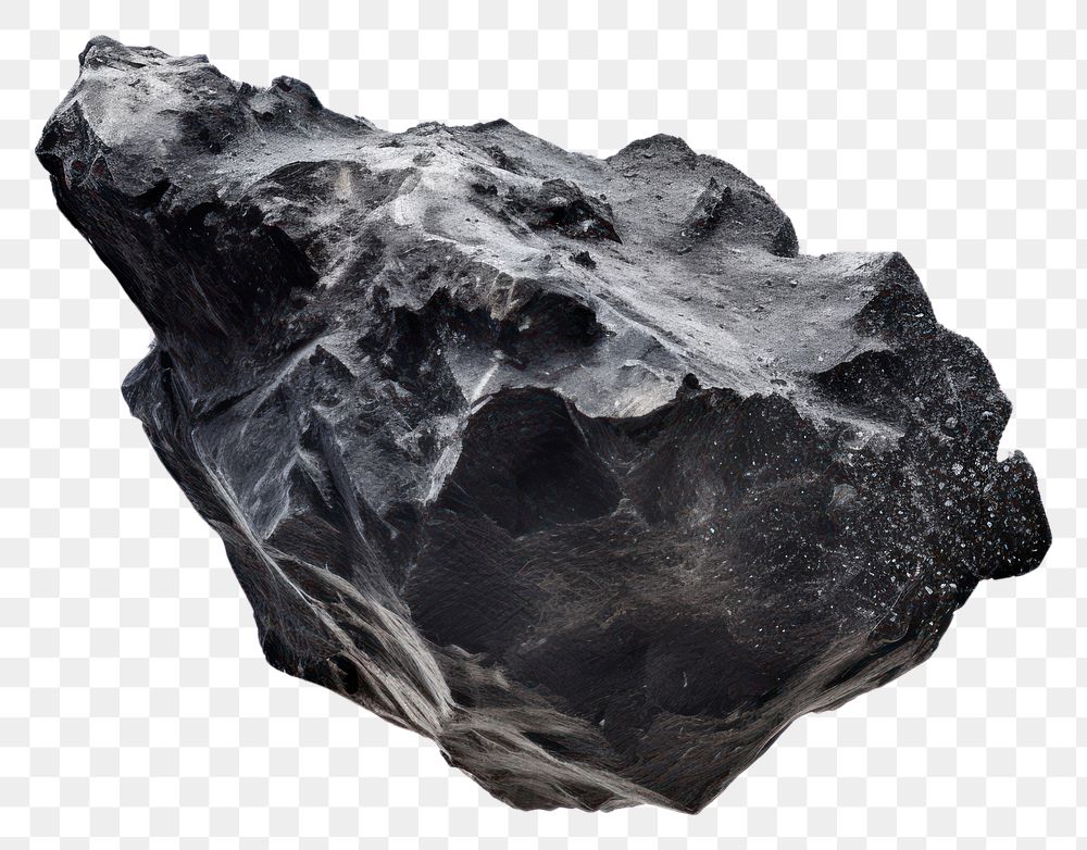 PNG Black meteor mineral rock white background. 
