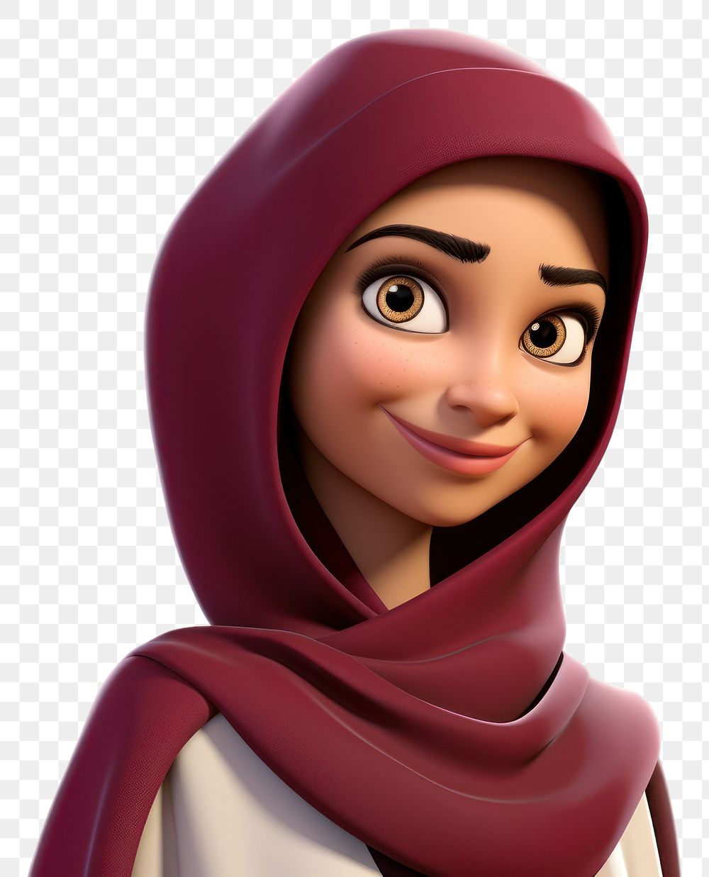 PNG Qatari woman 3d cartoon realistic adult hood white background.