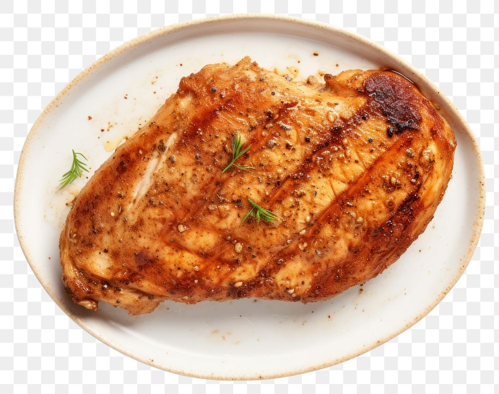 PNG Broiled seasoned Chicken steak meat food pork.
