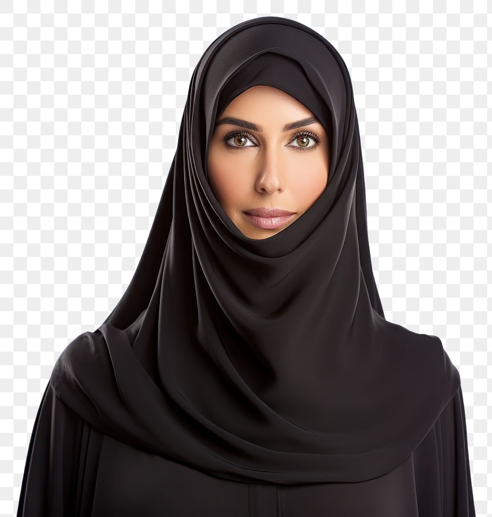 PNG Saudi middleaged woman portrait fashion white background.