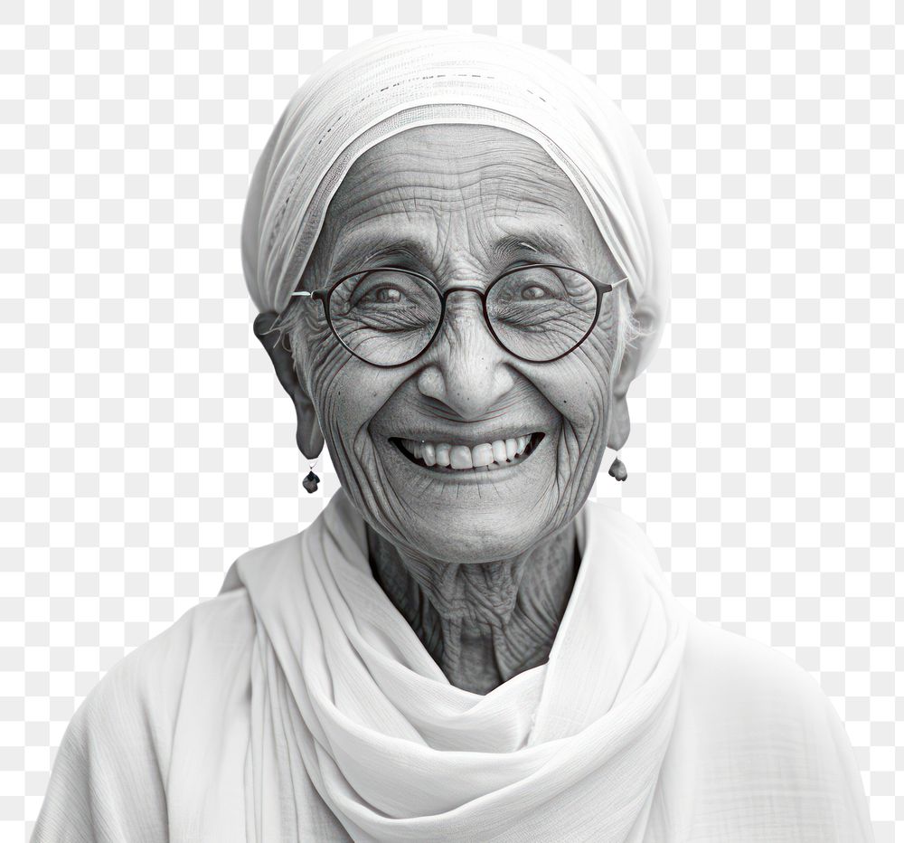 PNG Smiling elderly middle eastern woman portrait glasses adult.