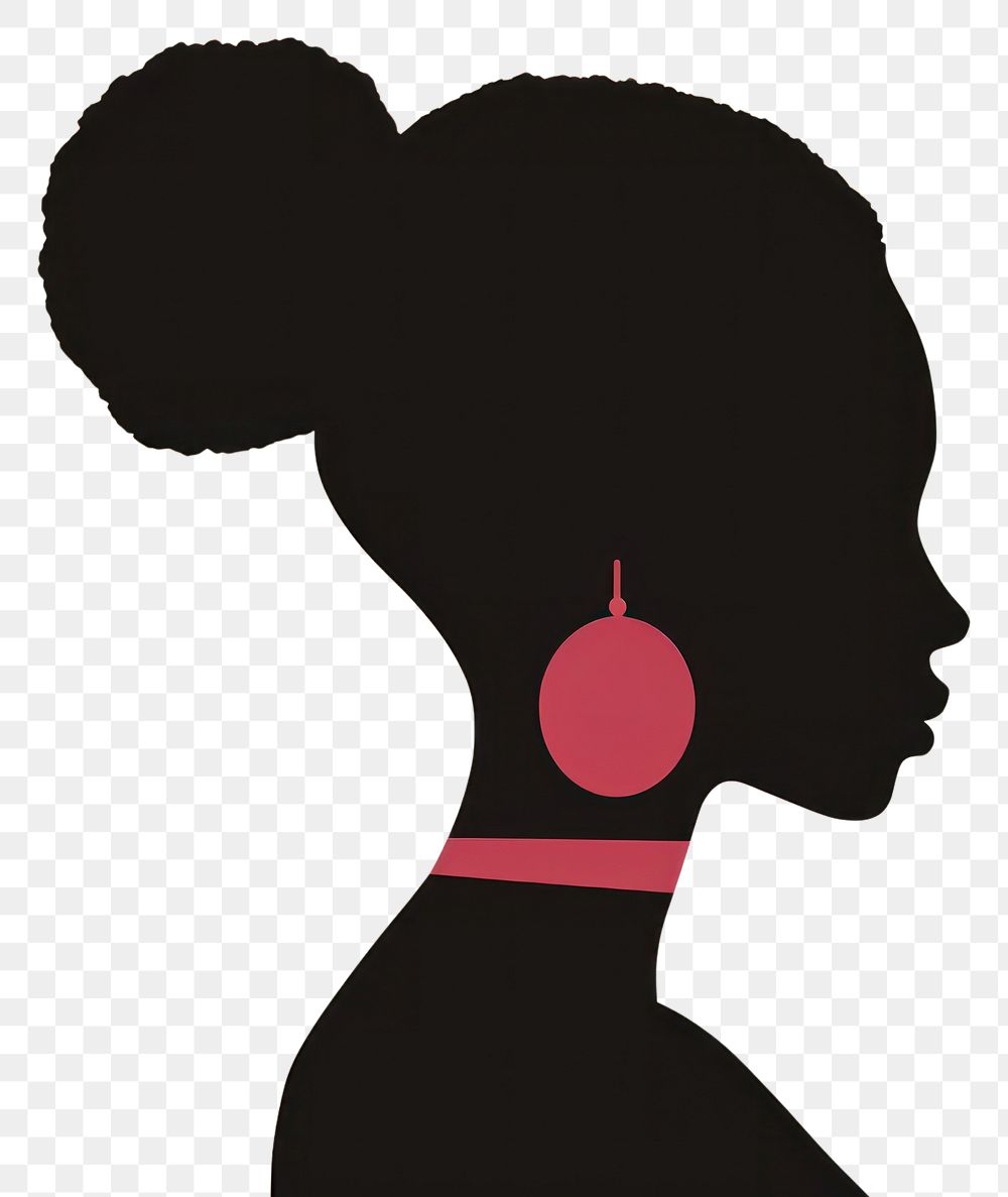 PNG African woman silhouette adult headphones.