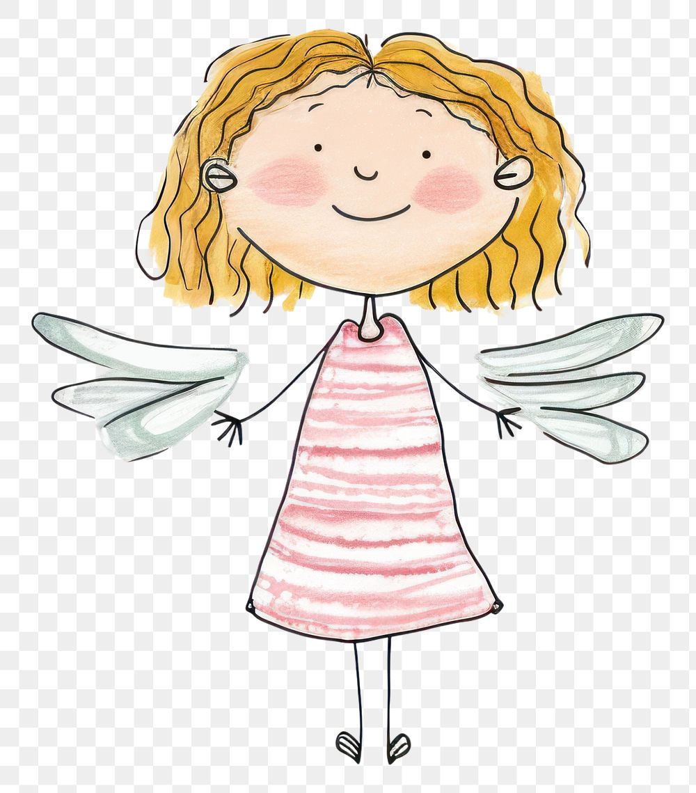 PNG  Girl angel cartoon drawing sketch. AI generated Image by rawpixel.