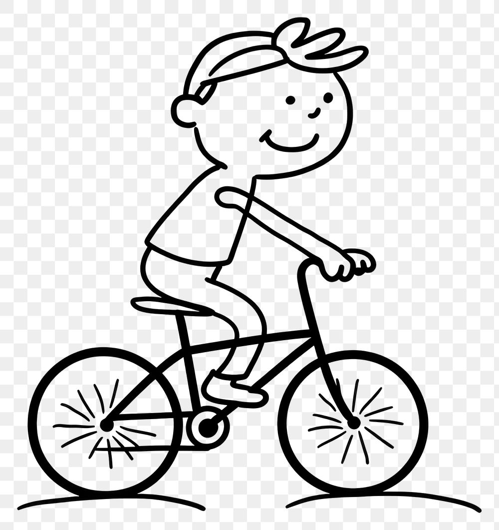 PNG Boy riding a bicycle drawing vehicle cartoon.