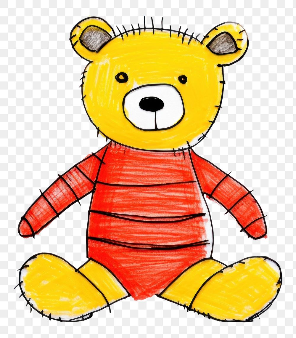 PNG Teddy bear doll cartoon drawing sketch.