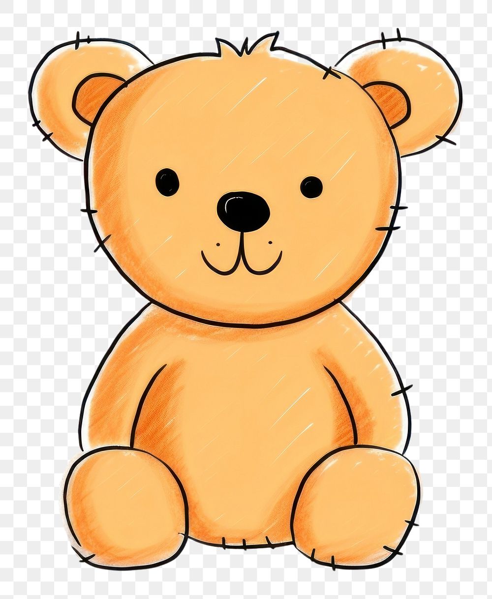 PNG Teddy bear doll cartoon drawing plush.