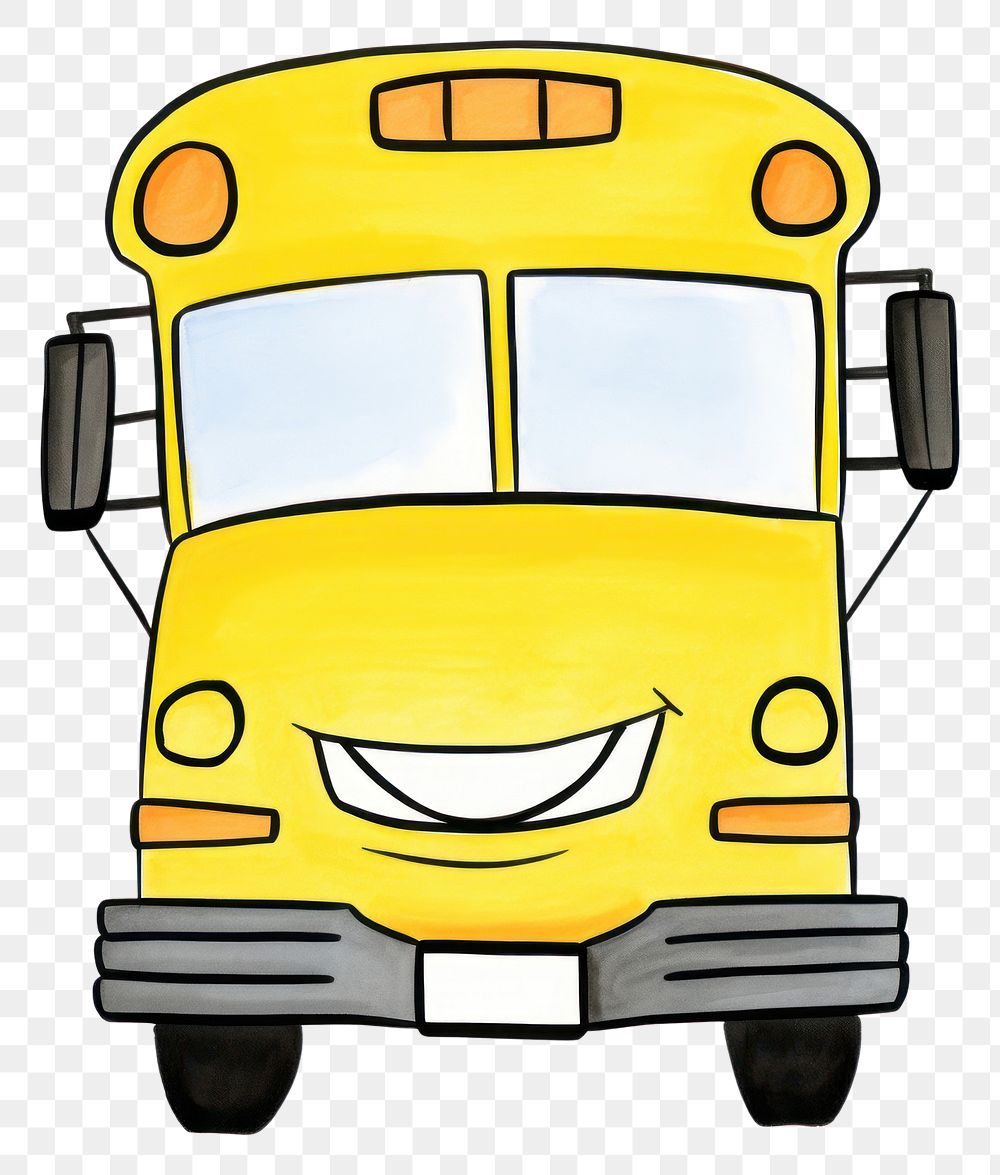 PNG Yellow school bus vehicle cartoon white background.