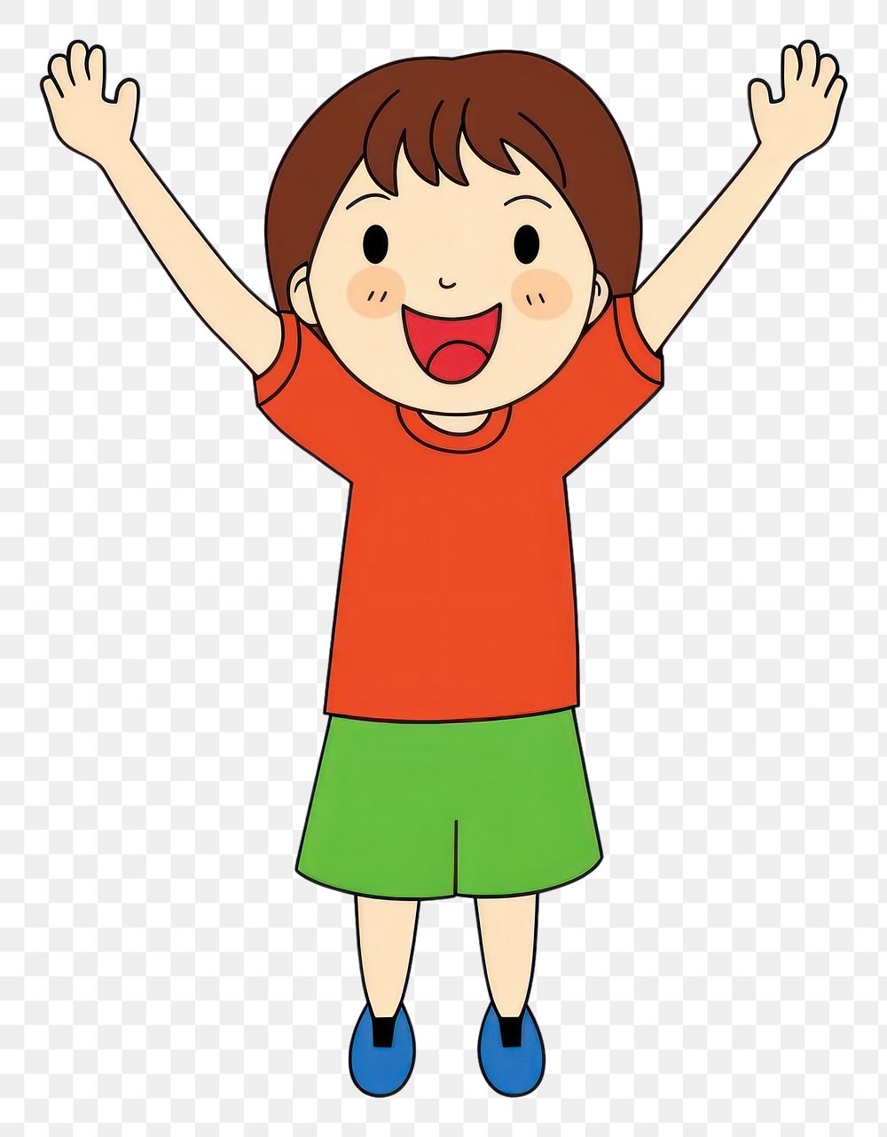 PNG Asian girl hands up cartoon child cute.