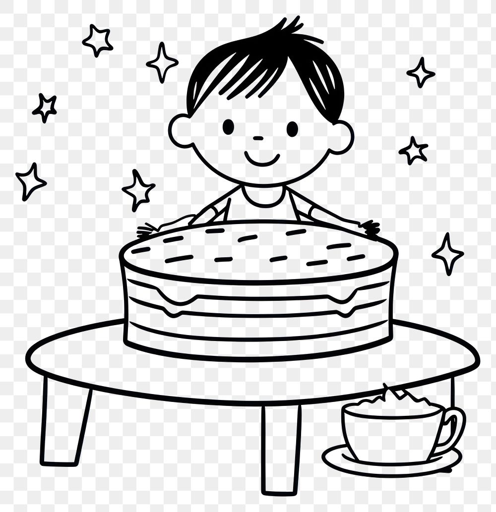 PNG Birthday cake dessert cartoon drawing.