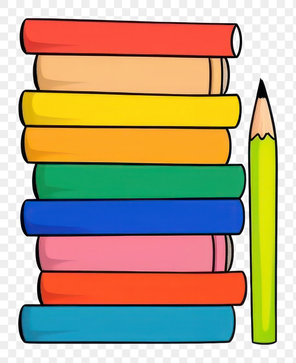 PNG Book stacked pencil crayon cartoon.