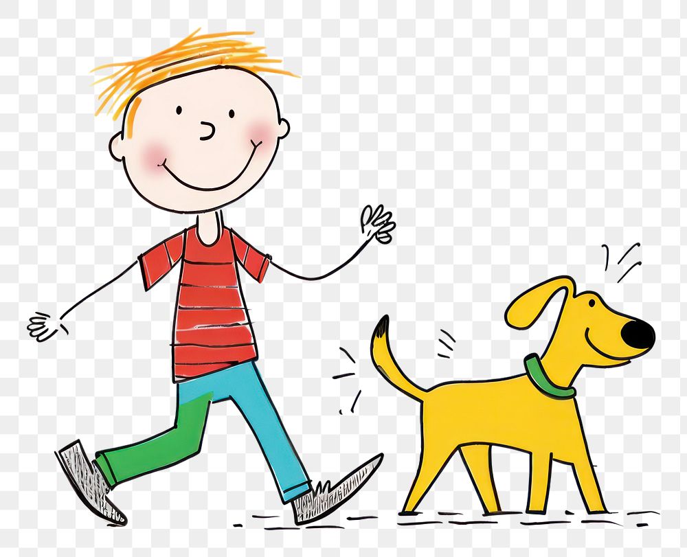 PNG Boy holding adog cartoon | Free PNG - rawpixel