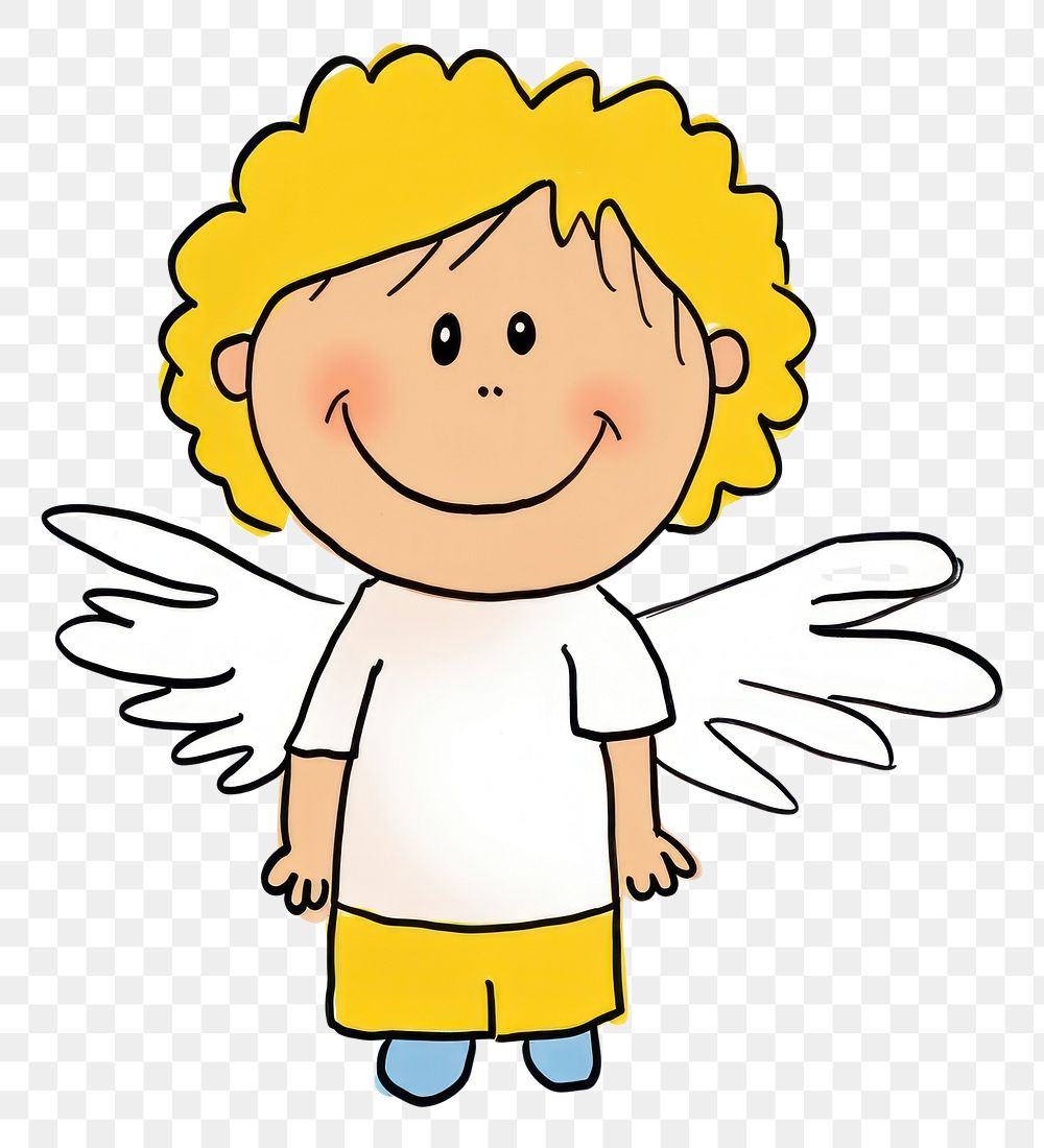 PNG Cute angel cartoon drawing white background.