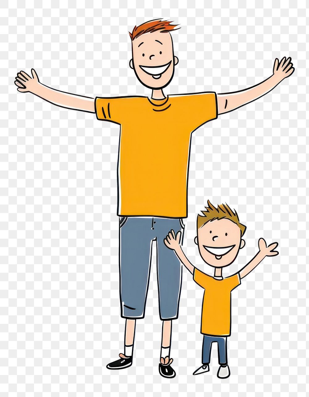 PNG Father and son child cartoon drawing.