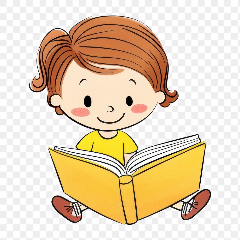 PNG Girl reading book cartoon | Free PNG - rawpixel