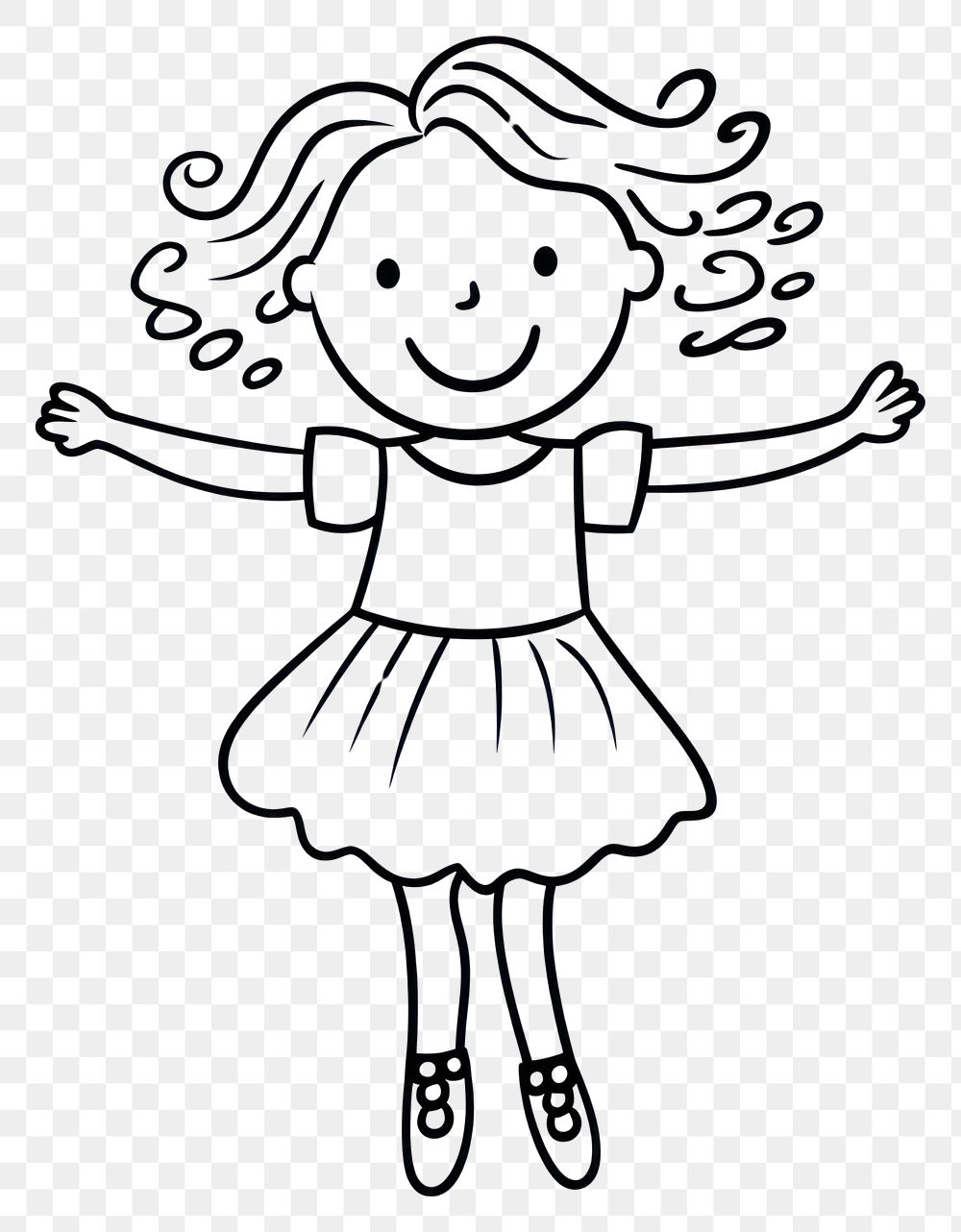 PNG Happy girl drawing dancing cartoon.