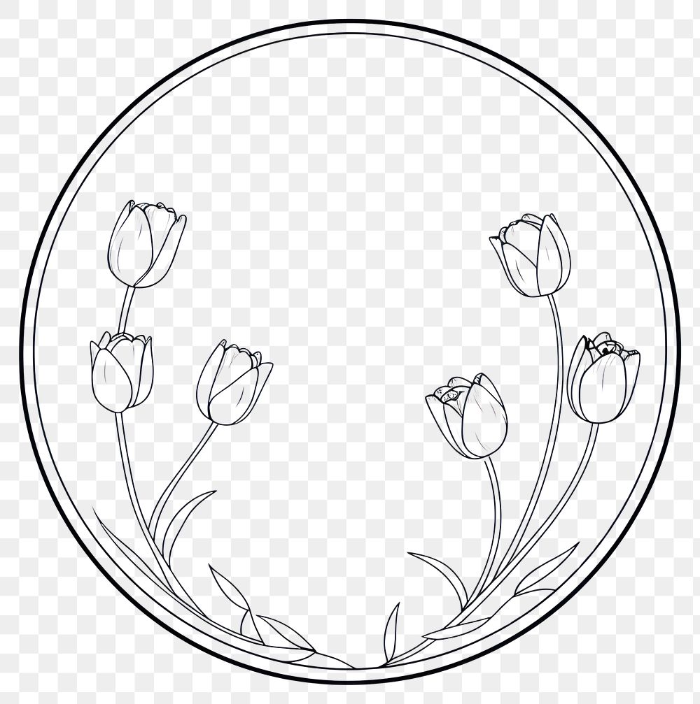 PNG  Drawing circle sketch flower.