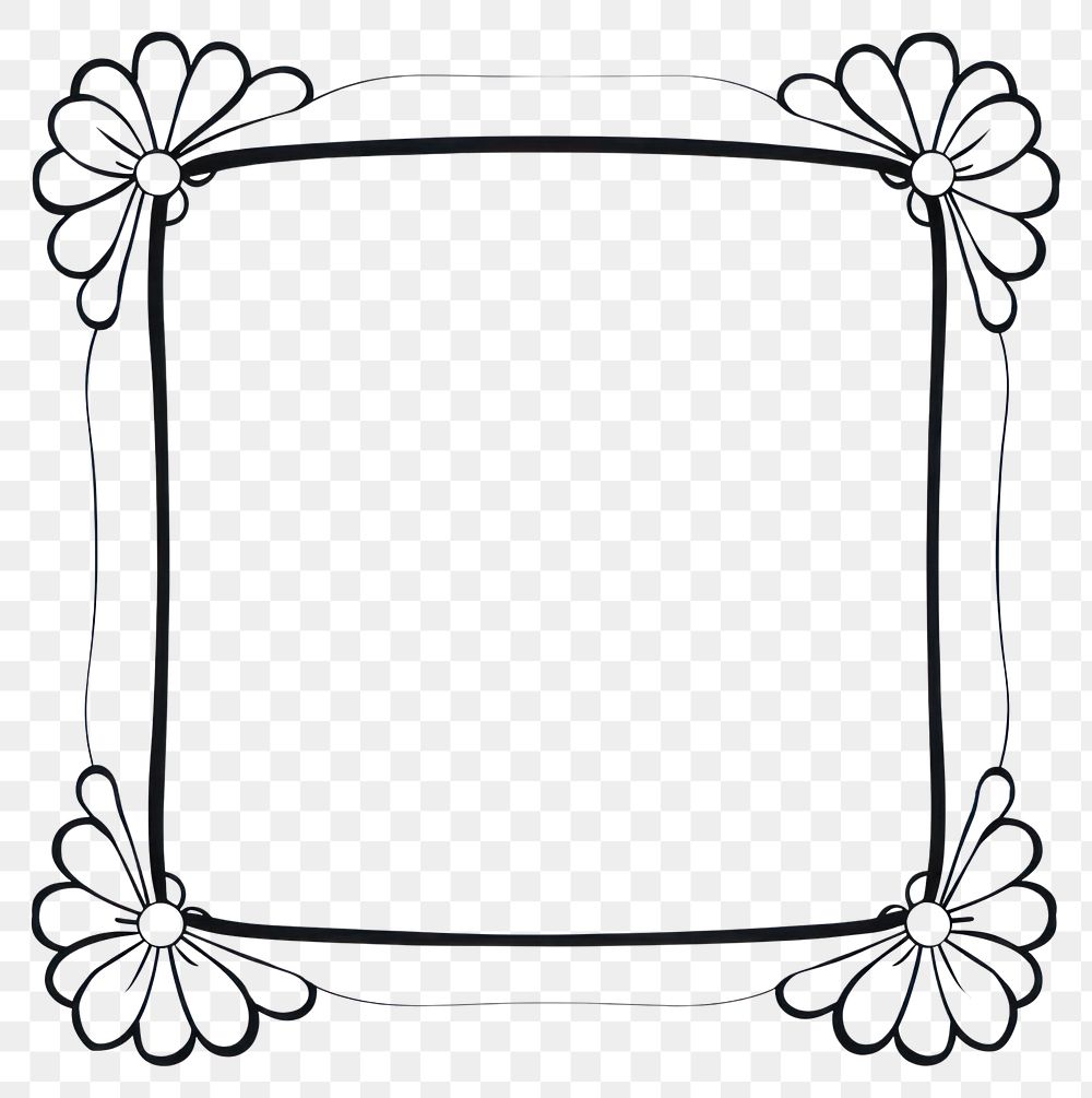 PNG  Square shape frame white line.