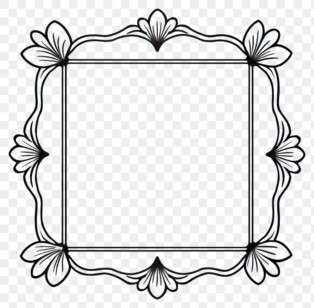 PNG  Square shape frame line monochrome.