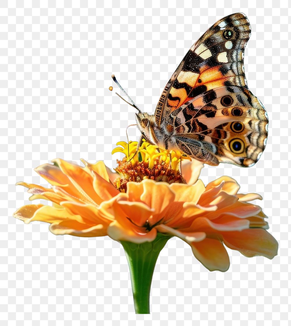 PNG  Butterfly eating flower animal insect. AI generated Image by rawpixel.