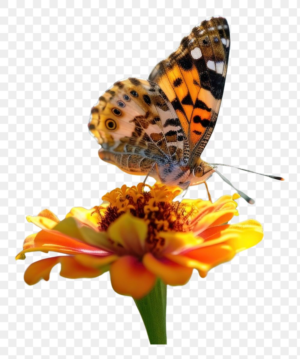 PNG  Butterfly eating nectar flower animal insect. AI generated Image by rawpixel.