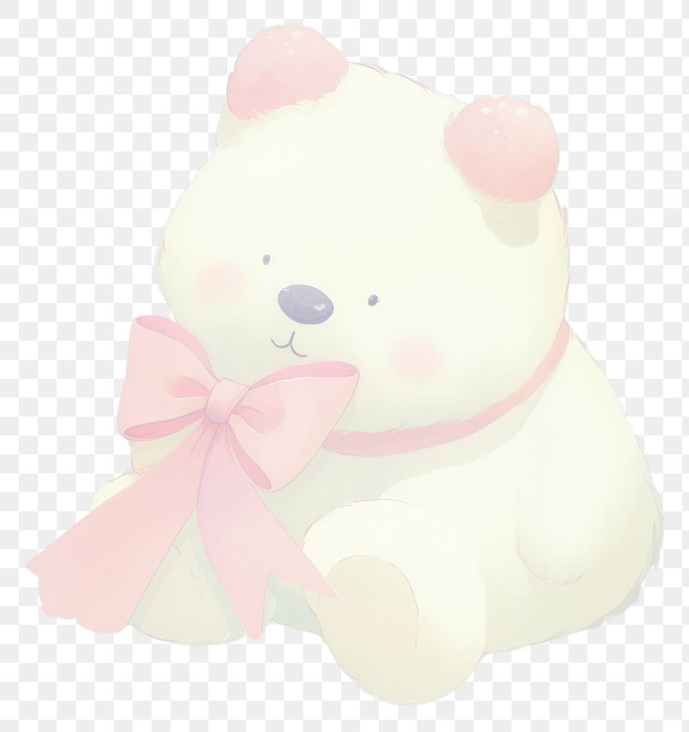 PNG Chubby bear with read bow cute toy representation. AI generated Image by rawpixel.