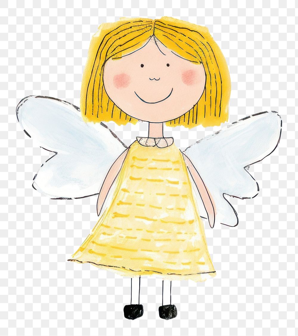 PNG  Girl angel drawing cartoon sketch. AI generated Image by rawpixel.