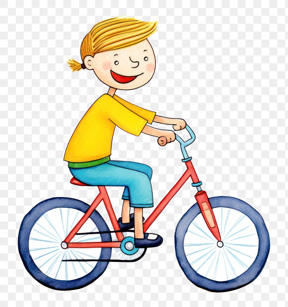 PNG  Boy riding a bicycle cartoon vehicle cycling. AI generated Image by rawpixel.