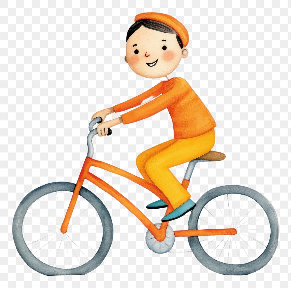 PNG  Boy riding a bicycle vehicle cycling cartoon. AI generated Image by rawpixel.