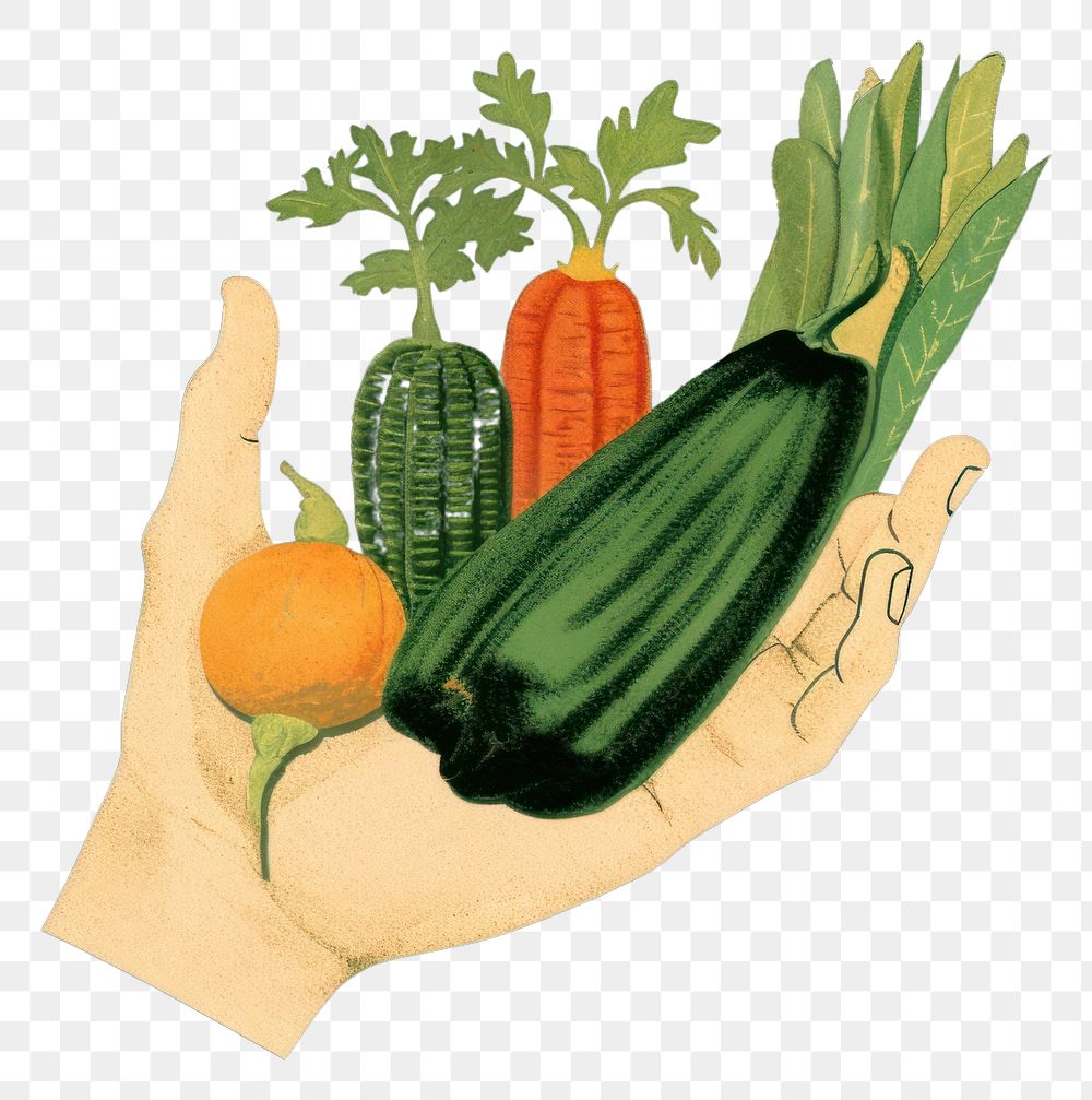 PNG  Vegetables zucchini holding squash.