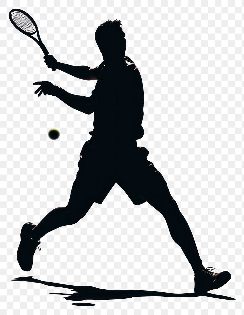 PNG Tennis player silhouette sports ball white background. AI generated Image by rawpixel.