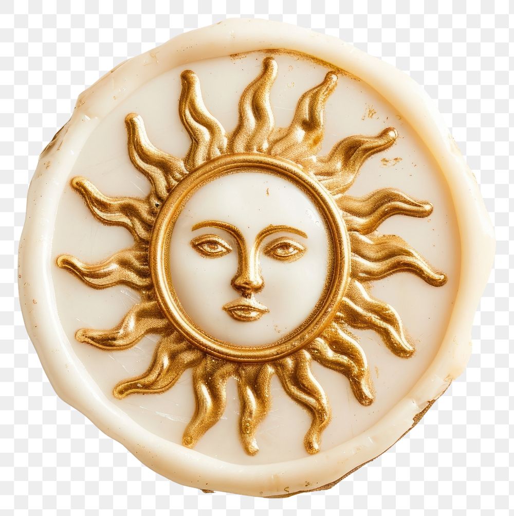 PNG Seal Wax Stamp Celestial sun locket white background representation.