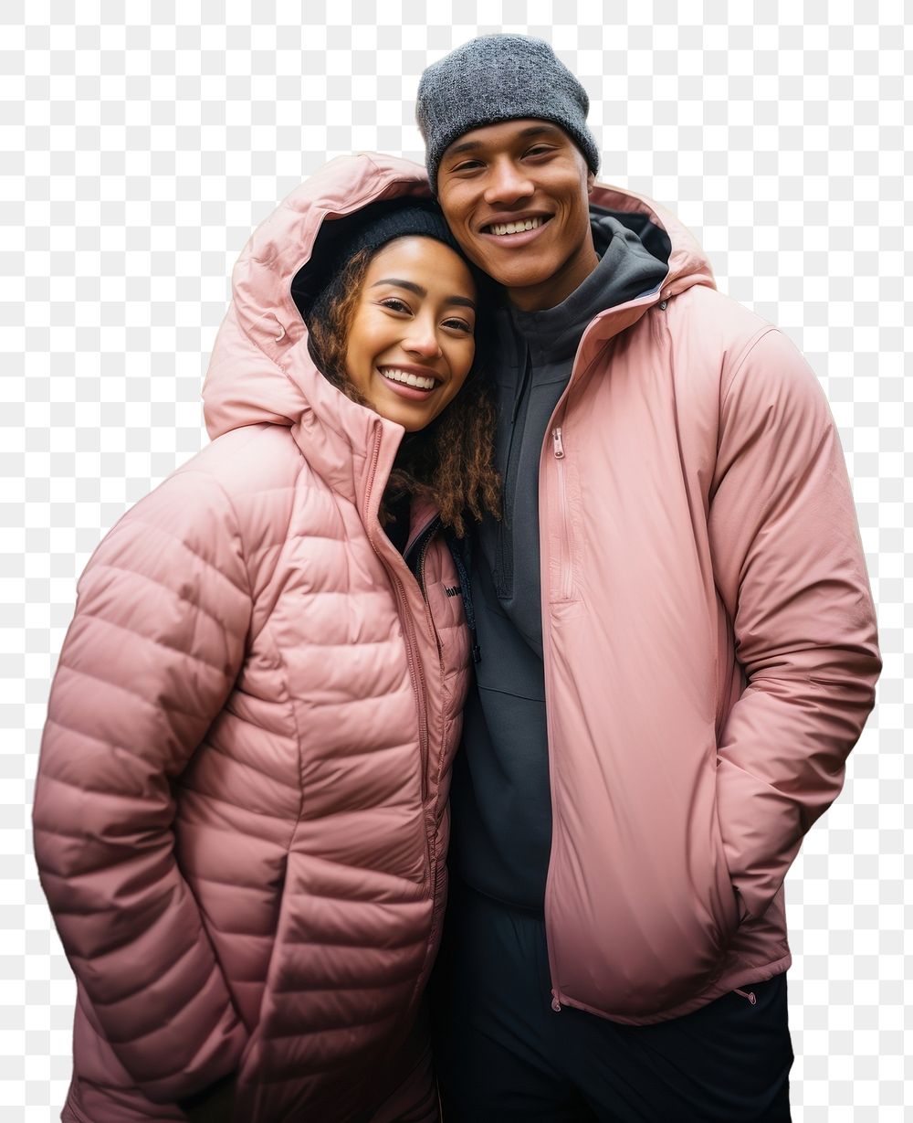 PNG Samoan couple hiking outdoors jacket forest.