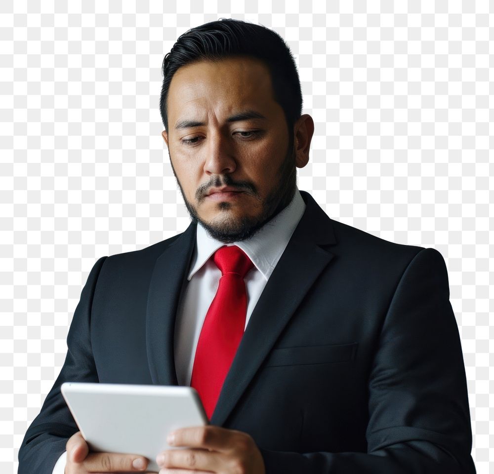 PNG Mexican businessman using tablet computer portrait adult. AI generated Image by rawpixel.