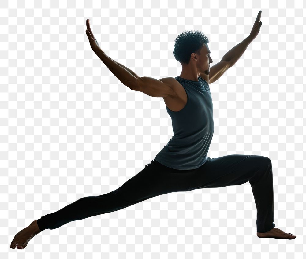 PNG  Man doing yoga sports adult room. AI generated Image by rawpixel.