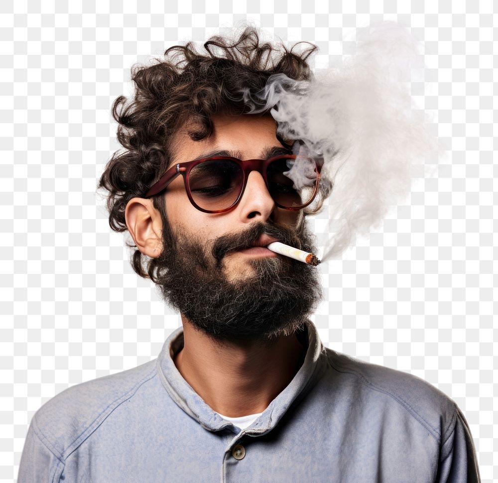 PNG  Man smoking cannabis adult smoke white background. AI generated Image by rawpixel.