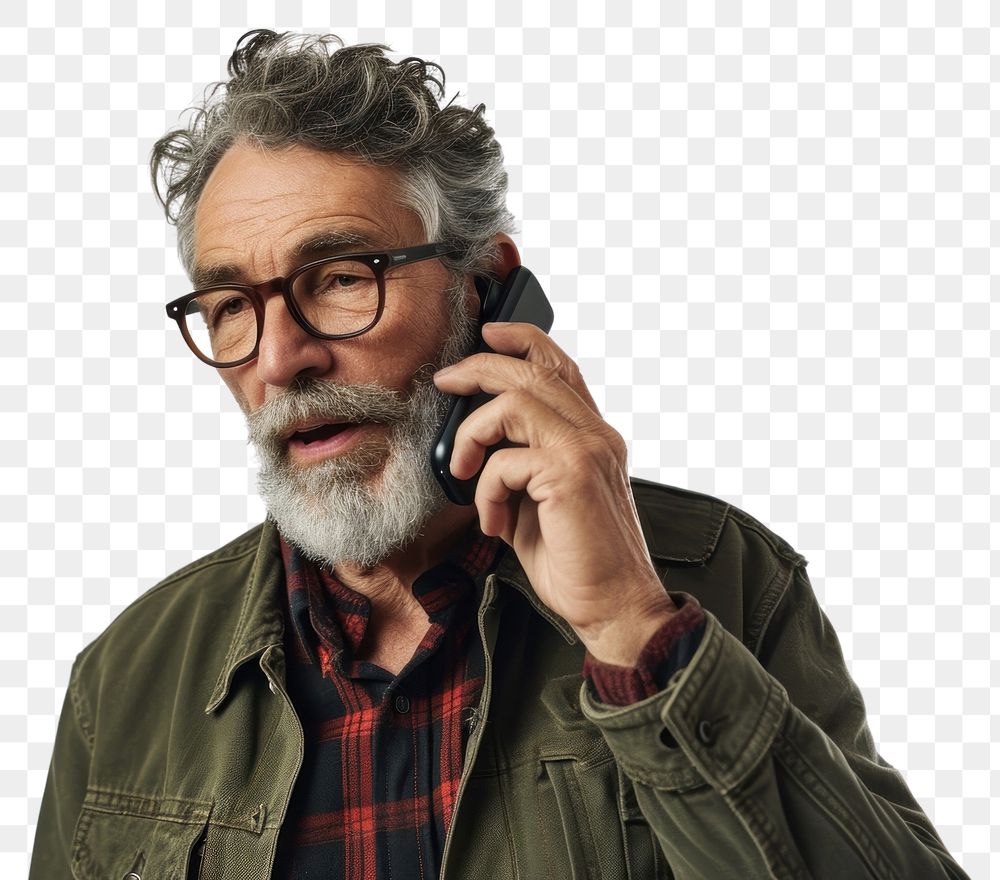 PNG Man making phone call portrait glasses adult. AI generated Image by rawpixel.