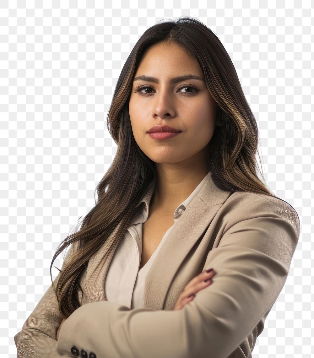 PNG Mexican business woman arm crossed portrait adult photo. AI generated Image by rawpixel.