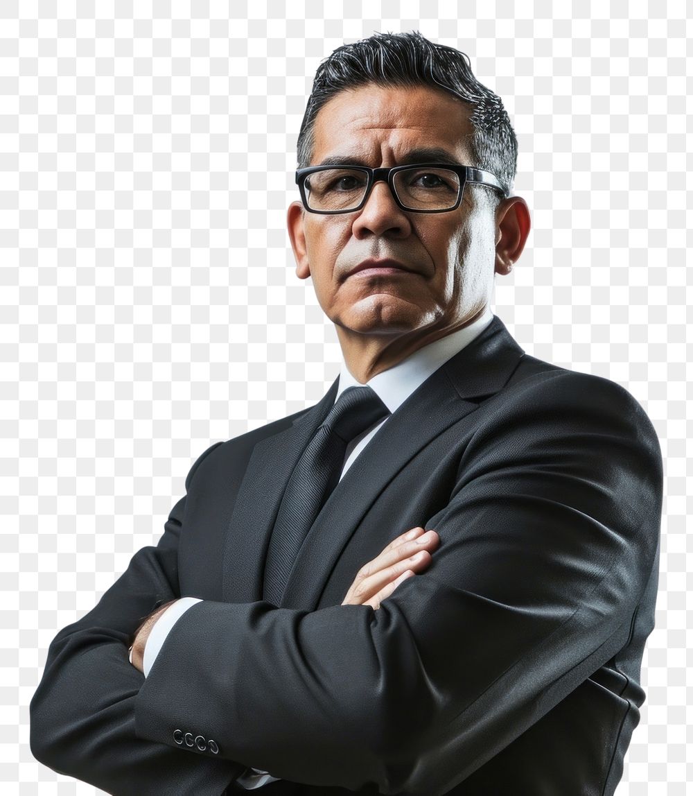 PNG Mexican businessman arm crossed portrait glasses adult. AI generated Image by rawpixel.