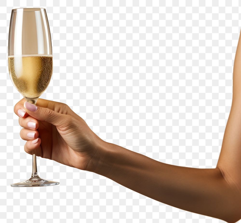 PNG Glass of champagne holding bottle drink.