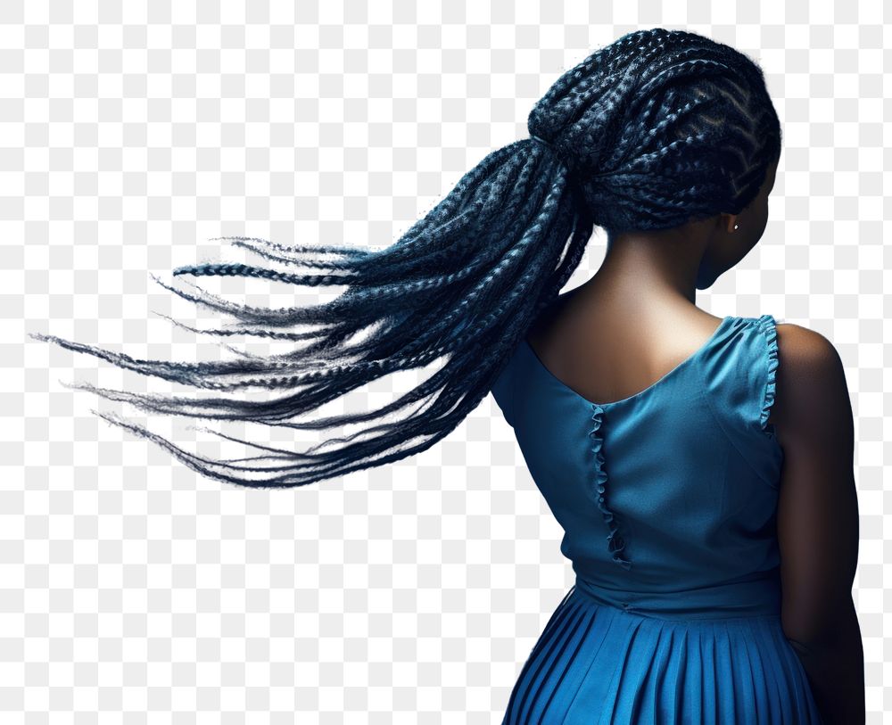 PNG Shaking beautiful hair braids dress blue dreadlocks.