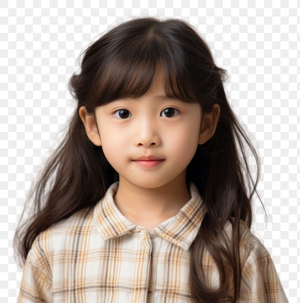 PNG Asian little girl portrait child photo.